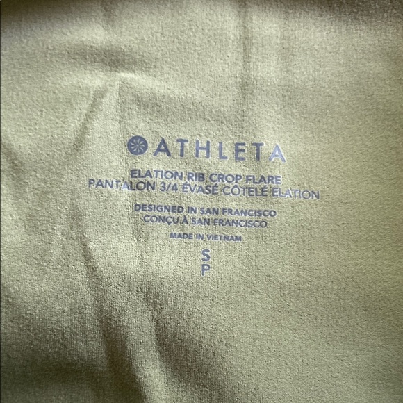 ATHLETA Elation Rib Crop Flare High Waisted Stretch‎ Green Gym Workout Yoga Sz S - Picture 6 of 6
